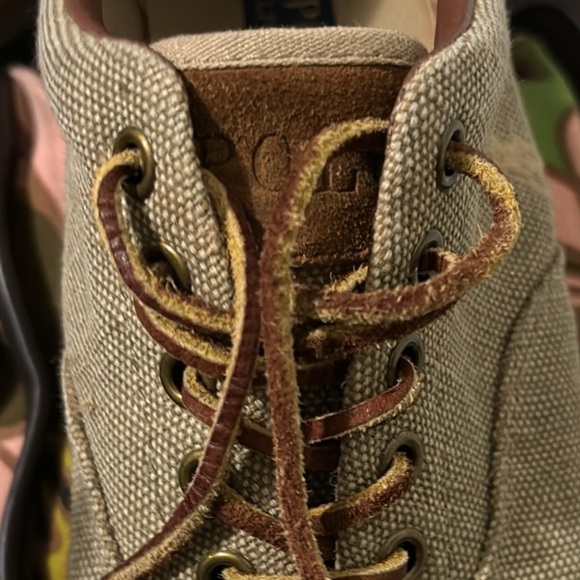 Polo Ralph Lauren Vaughn Size 10 D Tan Burlap & Suede Lace Up Low Top Sneaker - Picture 11 of 15